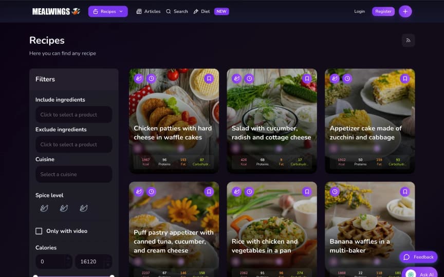 MealWings – Receptek és étkezéstervezés